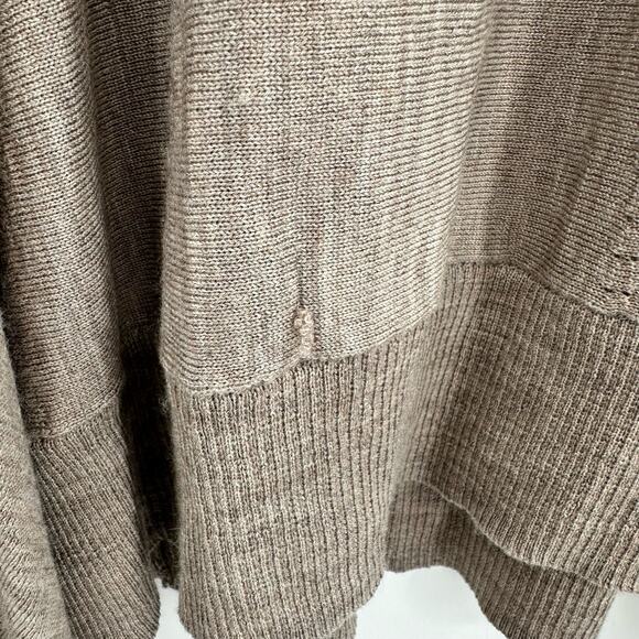 Cynthia Rowley Size Medium Sweater Brown Extra fine Merino Wool Asymmetrical Hem - Picture 4 of 7